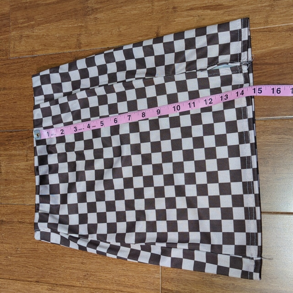 Missguided Brown & Cream Checkered Mini Skirt - Picture 4 of 6